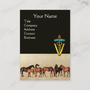HORSES/MARES OCH FOALS CADUCEUS VETERINARY SYMBOL VISITKORT