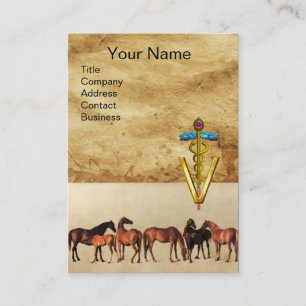 HORSES/MARES OCH FOALS CADUCEUS VETERINARY SYMBOL VISITKORT