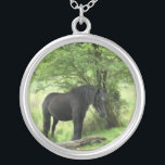 HORSES SILVERPLÄTERAT HALSBAND<br><div class="desc">En vacker svart stam som vilar i en träd skugga.</div>