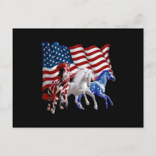 Horses Usa American Flagga Horse Helg Vykort