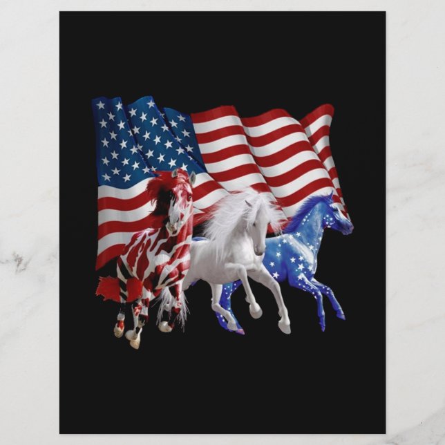 Horses Usa American Flagga Horse Reklamblad (Framsidan)