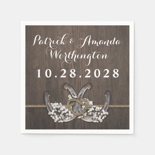 Horseshoe Baby's Band Rustic Bröllop Napkins Pappersservett (Framsidan)