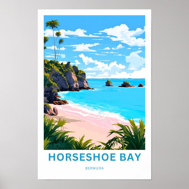 Horseshoe Bay Bermuda Travel Skriv ut Poster (Framsidan)