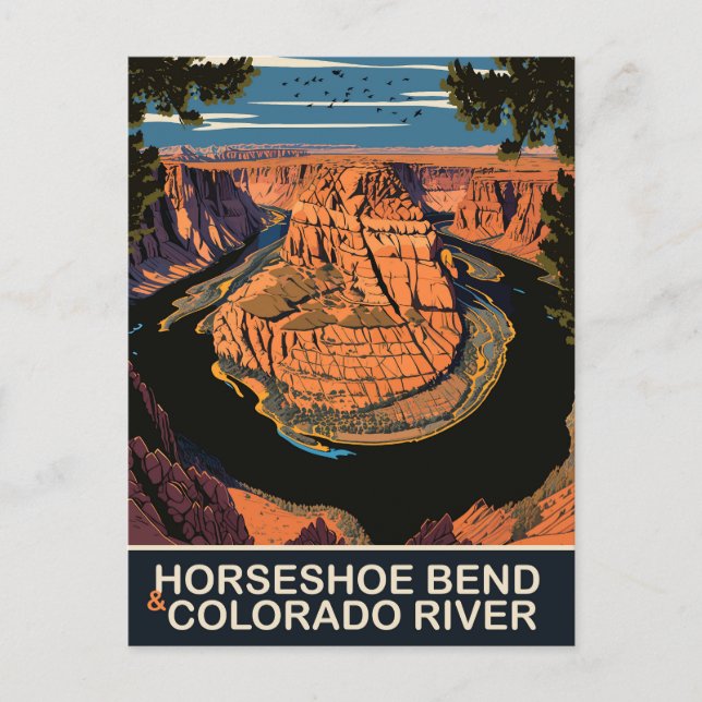 Horseshoe Bend and Colorado River, Travel Vykort (Framsida)