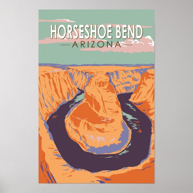 Horseshoe Bend Resa Konst Vintage Poster (Framsidan)