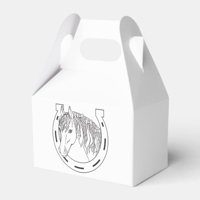 Horseshoe Black White Party Westerna Party Horse Presentaskar (Framsidan Sidan)
