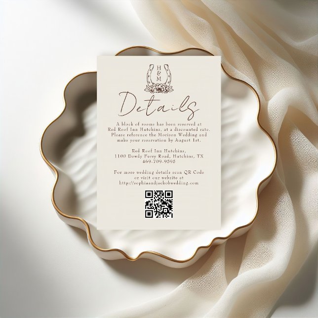 Horseshoe Blommigt Western Boho Bröllop Detail Tilläggskort (Skapare uppladdad)