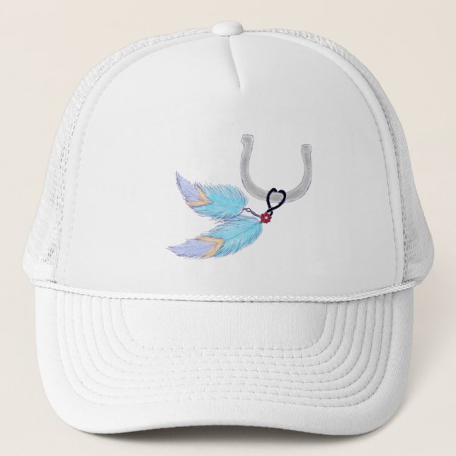 Horseshoe Blue Feathers Hats Truckerkeps (Framsida)