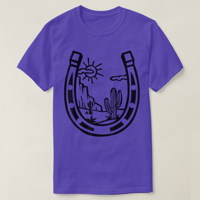 Horseshoe Cactus Desert Sunset Vilda western Weste T Shirt (Design framsida)