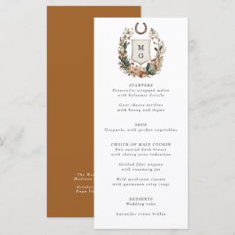 Horseshoe Cactus Western Country Crest Wedding Meny