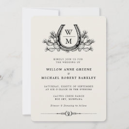 Horseshoe Cactus Westernare Land Boho Bröllop Inbjudningar
