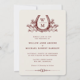 Horseshoe Cactus Westernare Land Boho Bröllop Inbjudningar