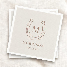 Horseshoe Country Western Monogram Wedding Pappersservett