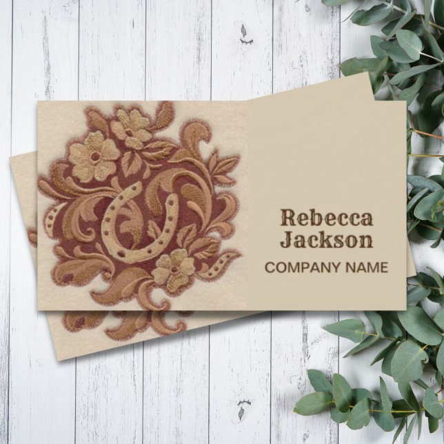 Horseshoe cowgirl mode western farm equestrian visitkort (Horseshoe cowgirl fashion western farm equestrian business card)