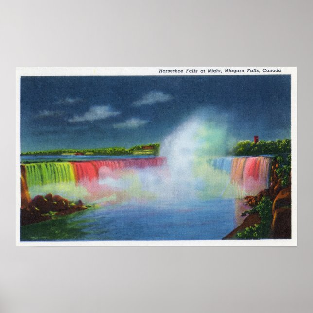 Horseshoe Falls, upplyst vid nattetid nr 2 Poster (Framsidan)