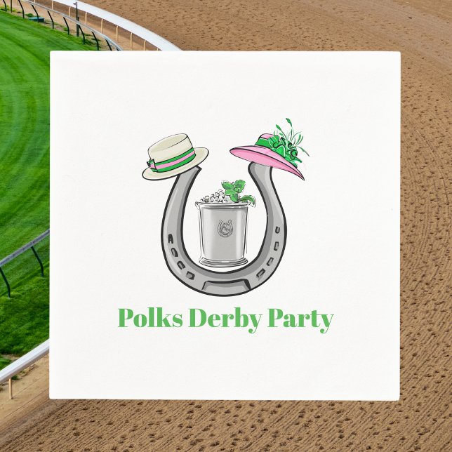 Horseshoe, Fancy Hats, Mint Julep Derby Custom Pappersservett (Skapare uppladdad)