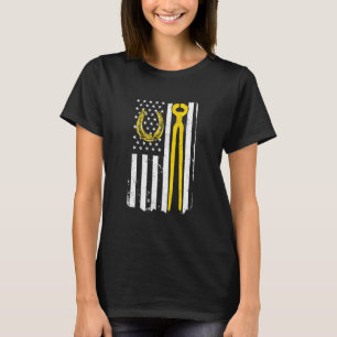Horseshoe Ferrier Horse US Flagga American InBeroe T Shirt