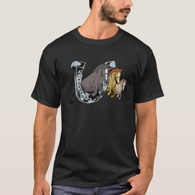 Horseshoe horse for riders horse lovers t shirt (Framsida)