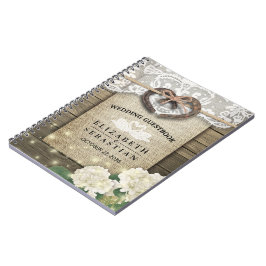 Horseshoe Hydrangea Wood Landsbyggsbröllop Guestbo Anteckningsbok