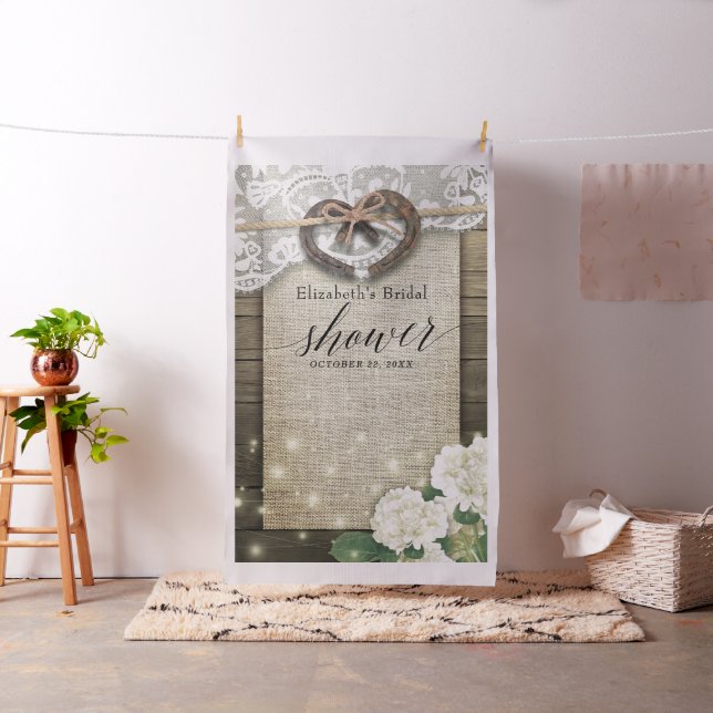 Horseshoe Hydrangea Wood Möhippa Photo Booth Tyg (In Situ)