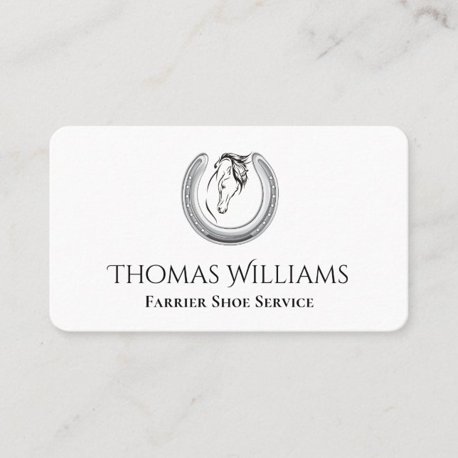Horseshoe Logotyp Equestrian Horse Farrier Service Visitkort (Framsida)
