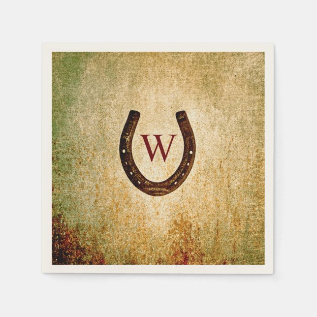 Horseshoe Monogrammed Cocktail Napkin Pappersservett (Framsidan)