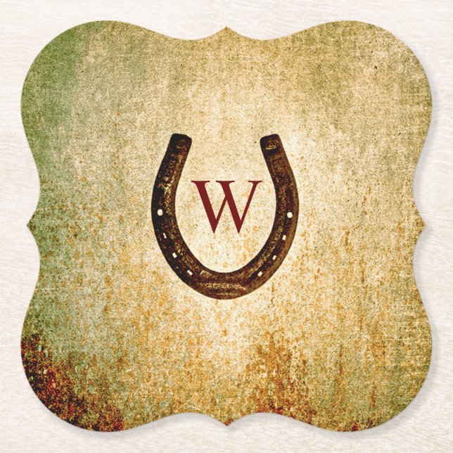Horseshoe Monogrammed Papper Underlägg (Framsida)