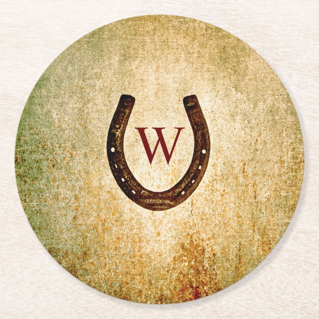 Horseshoe Monogrammed Papper Underlägg (Framsidan)