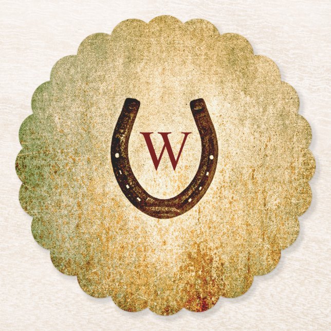 Horseshoe Monogrammed Papper Underlägg (Framsida)