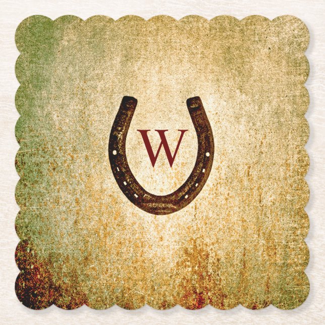 Horseshoe Monogrammed Papper Underlägg (Framsida)