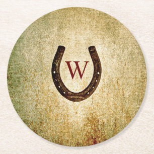 Horseshoe Monogrammed Papper Underlägg Rund