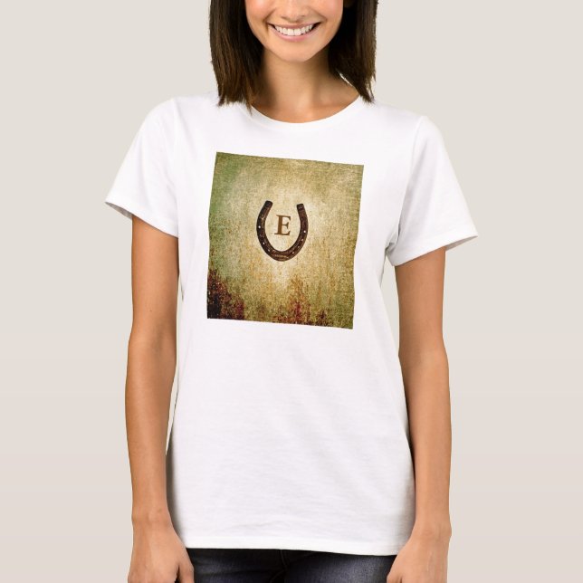 Horseshoe Monogrammed Personlig T Shirt (Framsida)