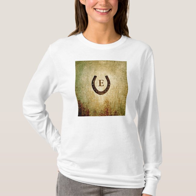 Horseshoe Monogrammed Personlig Tee (Framsida)