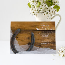 Horseshoe och Möhippa Veil Land Barn Bröllop Inbjudningar
