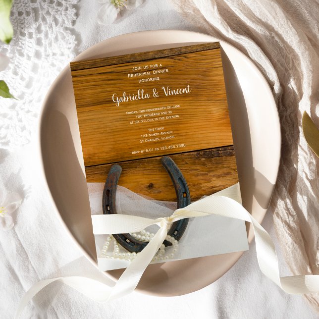 Horseshoe och Pearls Land Barn Rehearsal Middag Inbjudningar (Skapare uppladdad)