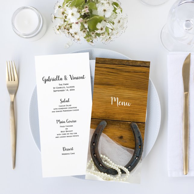 Horseshoe och Pearls Land Westerna Bröllop Menu Meny (Skapare uppladdad)