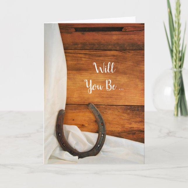 Horseshoe och Satin blir min Bridesmaid Inbjudan (Framsida)
