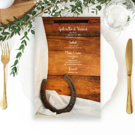 Horseshoe och Satin Land Westerna Bröllop Menu