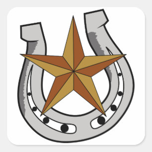 Horseshoe och Star Fyrkantigt Klistermärke
