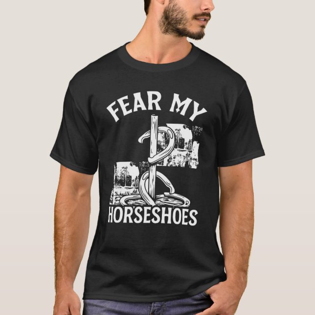 Horseshoe Pitching Game Farear my Horseshoes Tourn T Shirt (Framsida)