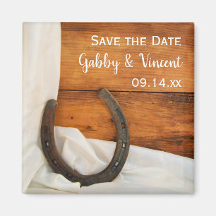 Horseshoe Satin Westernare Bröllop spara datum Magnet