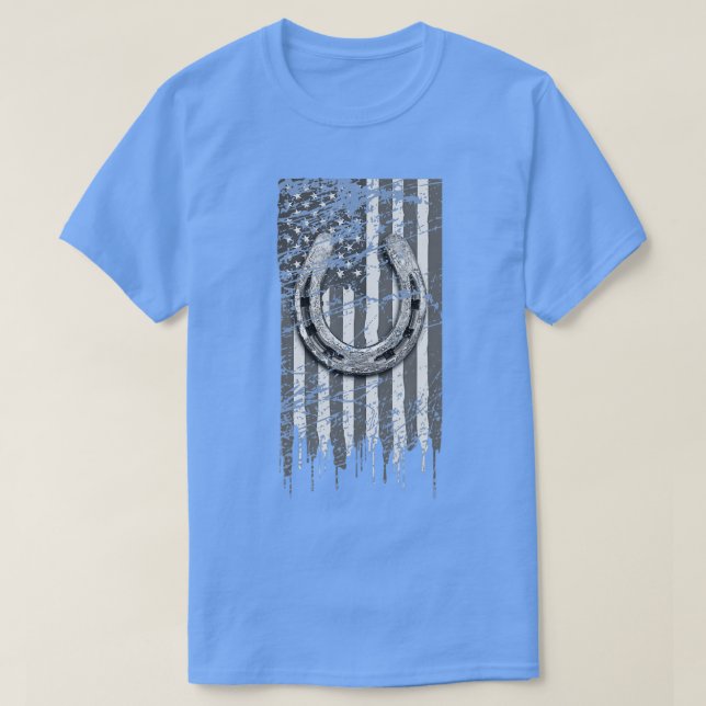 Horseshoe Shirt Horse Lover Gift US Flagga Lucky H T Shirt (Design framsida)