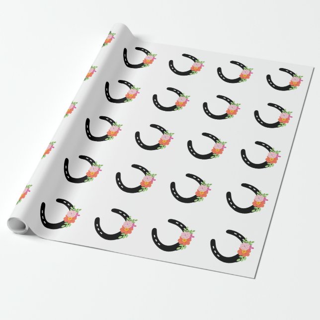 Horseshoe Silhouette Flowers Horse Memorial Sweet Presentpapper (Utrullad)