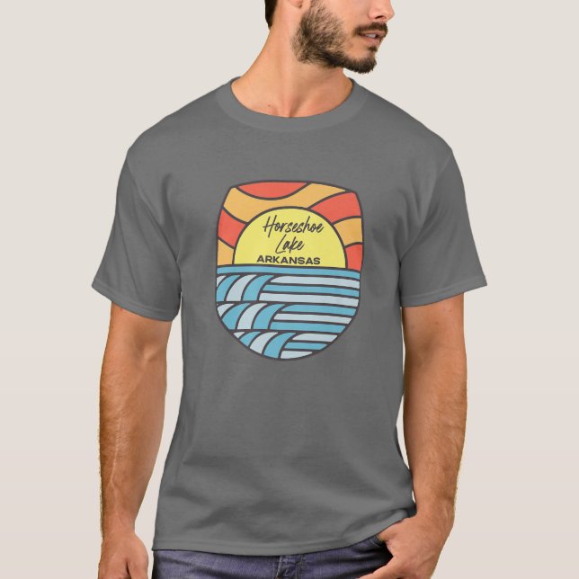Horseshoe Sjö Arkansas AR Sunset Vacation Souveni T Shirt (Framsida)