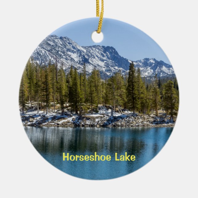 Horseshoe Sjö, Mammoth Sjöar, CA Julgransprydnad Keramik (Framsidan)