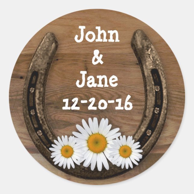 Horseshoe Wedding Sticker Runt Klistermärke (Framsida)