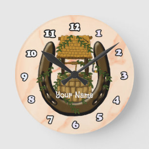 Horseshoe Wishing well Clock Rund Klocka