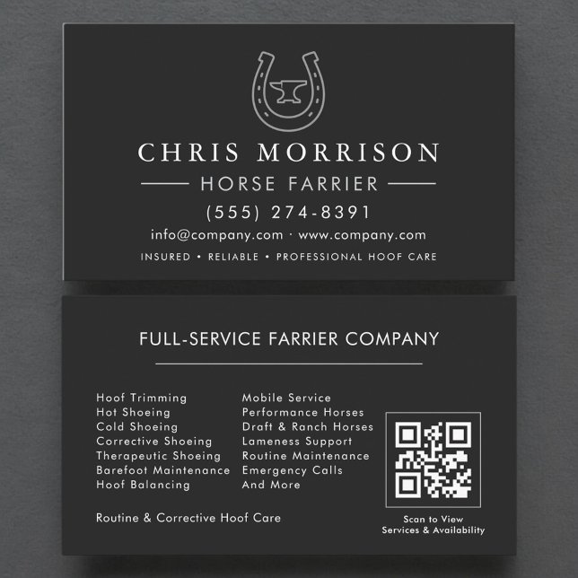Horseshoeing Farrier QR Code Visitkort (Skapare uppladdad)