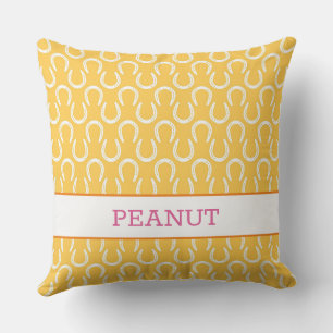 Horseshoes Horse NAMN Pet PHOTO Keepsakys Gult Kudde