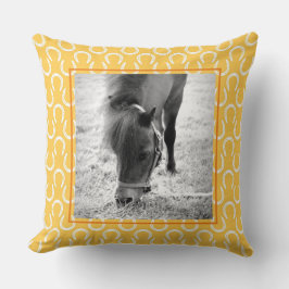 Horseshoes Horse NAMN Pet PHOTO Keepsakys Gult Kudde